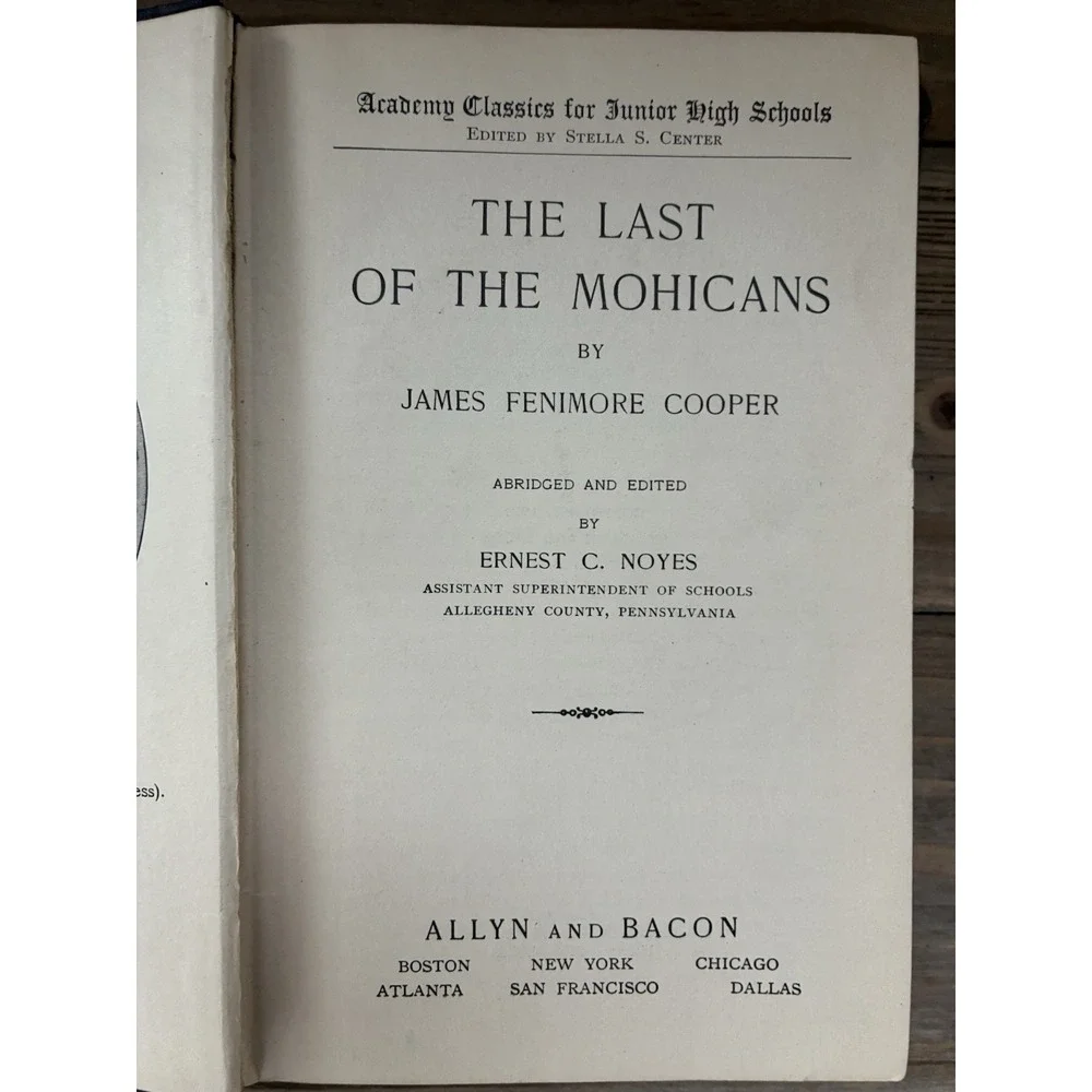 VTG Last‎ of the Mohicans Book Cooper Academy Classics Allyn Bacon 1927